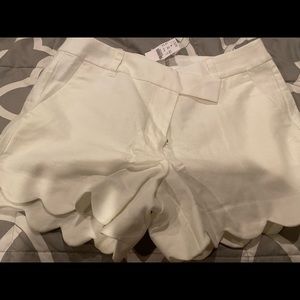 JCrew Scalloped 4” Shorts in White Size 8 NWT